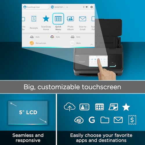 ScanSnap iX2500 Wireless and USB Document Scanner with Touchscreen, 100 Page ADF, White P500137
