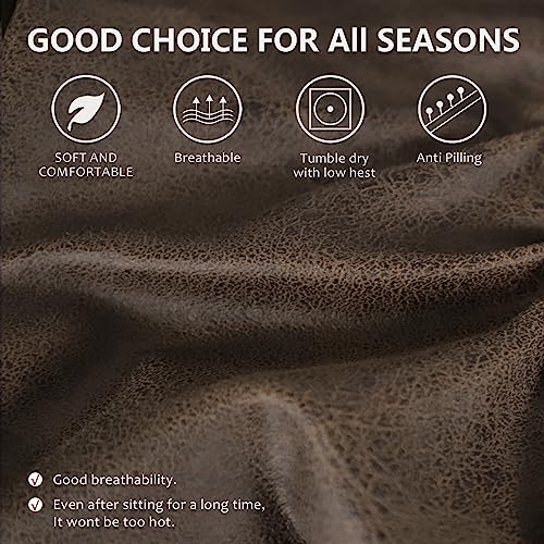 Leather Look Stretch Spandex Sofa Cushion Covers (3 Cushion, Brown-01) C7087