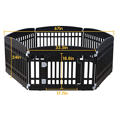Pet Playpen for Dogs Heavy Plastic Exercise Pen Indoor Outdoor Folding Cage 6 Panels White L83956