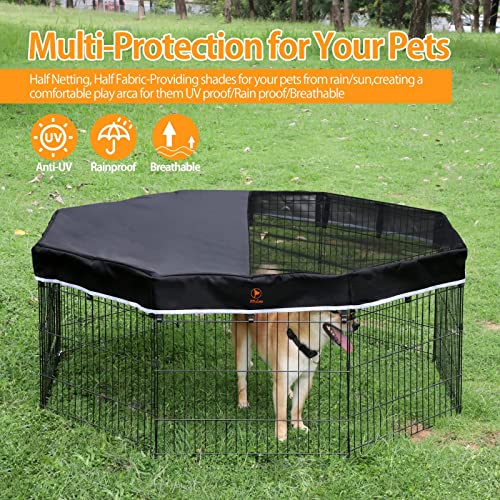 PJYuCien Dog Playpen - Metal Foldable Exercise Pen with Bottom Pad for Small Medium Pets C352