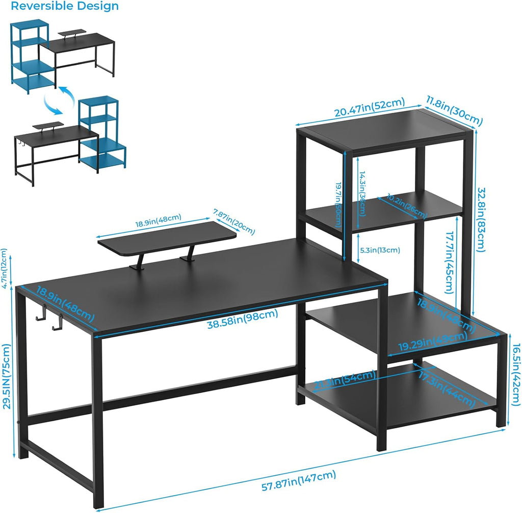GreenForest Computer Desk with Monitor Stand, 39 Inch Black Y11207