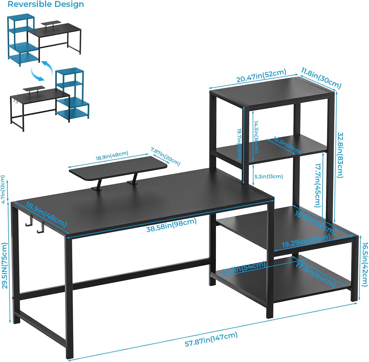 GreenForest Computer Desk with Monitor Stand, 39 Inch Black Y11207