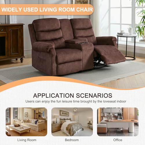 65.7" Manual Loveseat Recliner with Storage Console, Grey Linen G3610