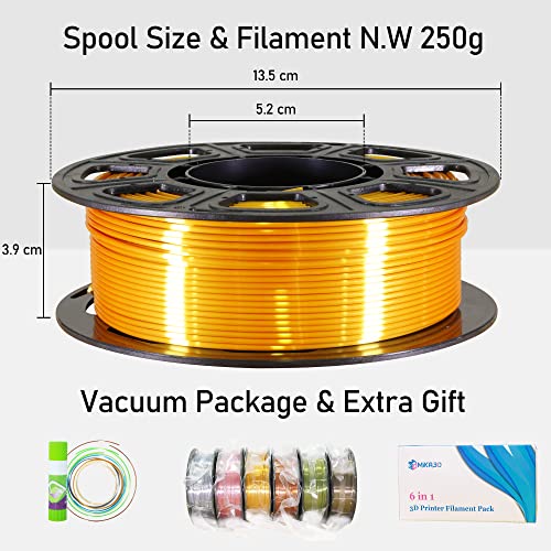 MIKA3D Bicolor Silk PLA 3D Printer Filament Bundle, 1.75mm, 6 Spools V5573