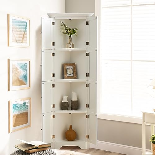 72" Tall Corner Cabinet with Doors and 4 Shelves, White G153697