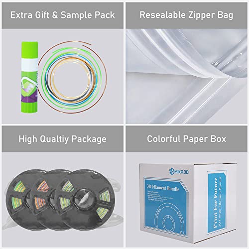 MIKA3D Bicolor Silk PLA 3D Printer Filament Bundle, 1.75mm, 6 Spools V5573