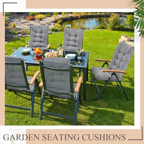 Juexica 4 Sets Outdoor Patio Chair Cushions High Back Tufted Beige D1688