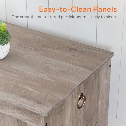 HOOBRO Storage Bench, 39.3" Retro Wooden Chest with Lift Top, White and Walnut C2921