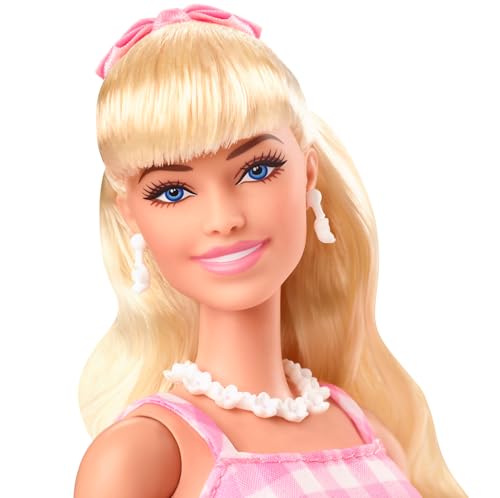 Barbie The Movie Doll Margot Robbie Collectible in Pink Gingham Dress D492