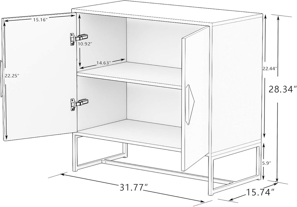 GIA Home Furniture Series Modern Solid Wood Kitchen Buffet Cabinet with 2 Doors, White, 32 Inch M688489