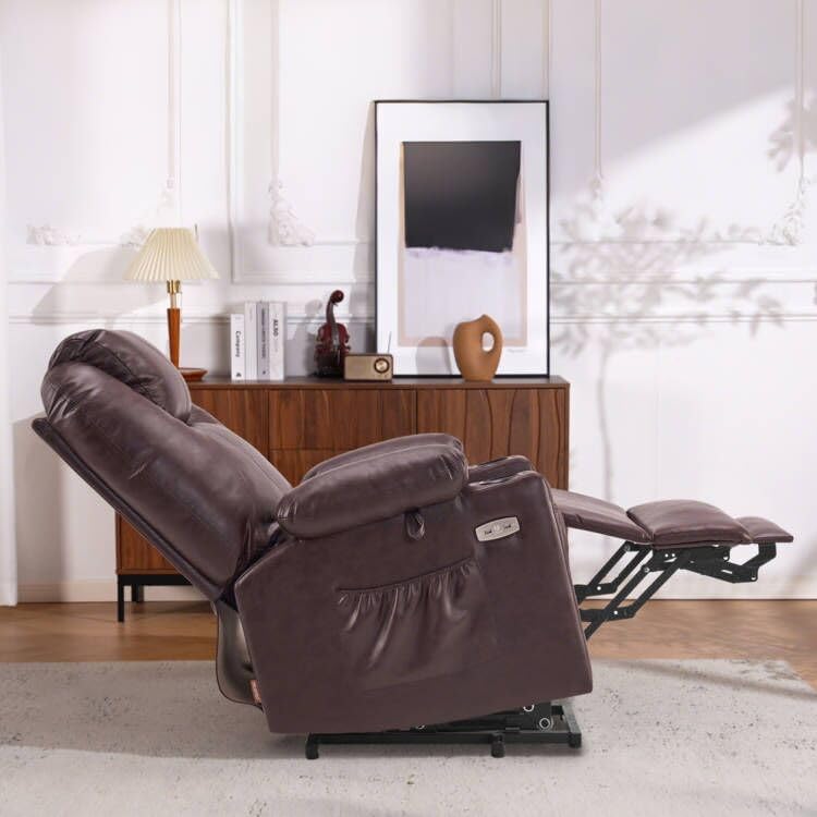 MCombo Power Lift Recliner Chair for Elderly with Heat and Massage, Faux Leather, Black V60394