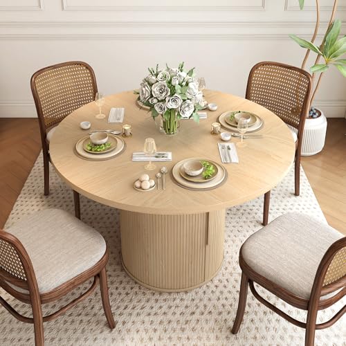 47 inch Round Dining Table with Storage Shelf (Walnut) N502088