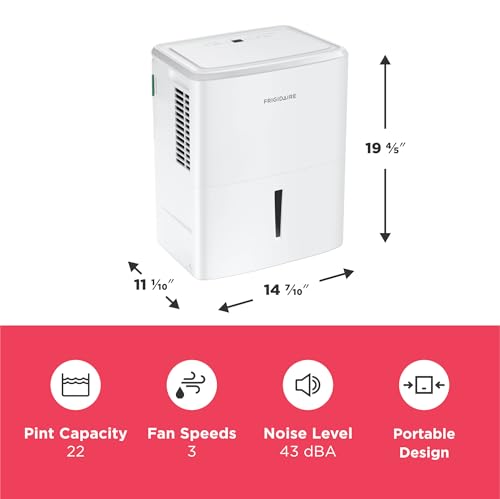 Frigidaire 50-Pint Portable Dehumidifier with Wi-Fi for Medium/Large Rooms, White Q334986