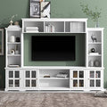 Entertainment Wall Unit with Large Storage Cabinets and Shelves Multifunctional TV Stand for TVs Up to 70" Modern 104" Wide Entertainment Center Wall Unit with Bridge, White