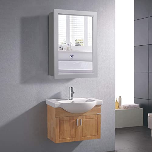 LUARANE Bathroom Medicine Cabinet with Mirror, Wall Mounted, Grey J6134