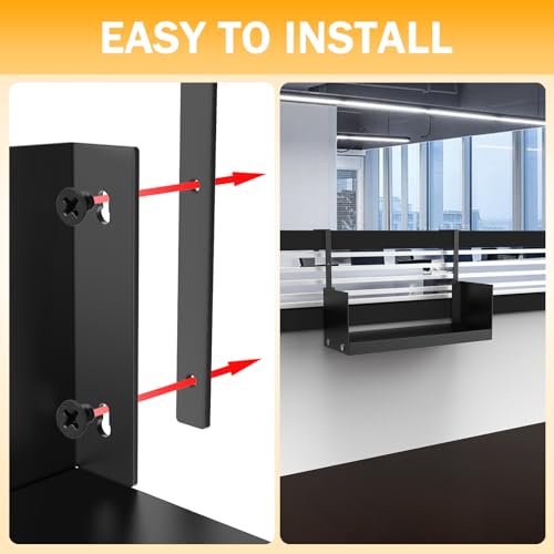 Office Cubicle Shelf - 17" Storage Organizer Bookshelf with Hooks I337715
