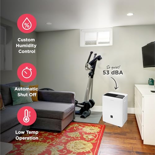 Frigidaire 50-Pint Portable Dehumidifier with Wi-Fi for Medium/Large Rooms, White Q334986