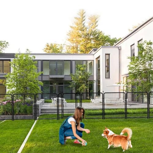 Tall Garden Fence 32in 8 Panels Metal Dog Pen Outdoor for Yard G496561