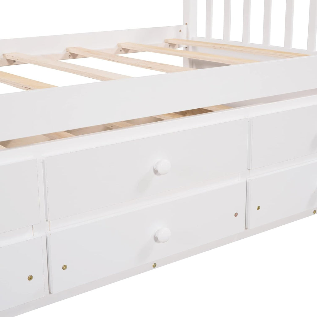 Harper & Bright Designs Twin Daybed with Trundle and Storage Drawers, White N417