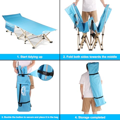 Camping Cot with Mattress, Portable Folding Bed with Carry Bag for Adults C4766