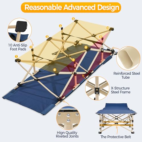 Yaheetech Folding Camping Cot, Portable Military Canvas Sleeping Bed with Carry Bag B4383