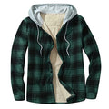Mens Fleece Lined Flannel Plaid Shirts Jacket Button Down Sherpa Jackets with Hood Long Sleeve Winter Hooded Coats