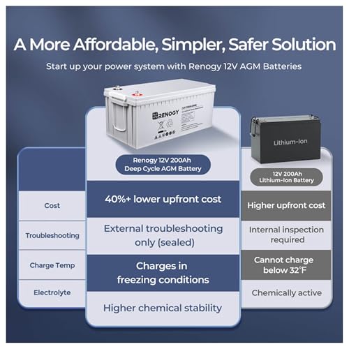 Renogy Deep Cycle AGM 12V 100Ah Battery for RV, Marine, Off-Grid D811836