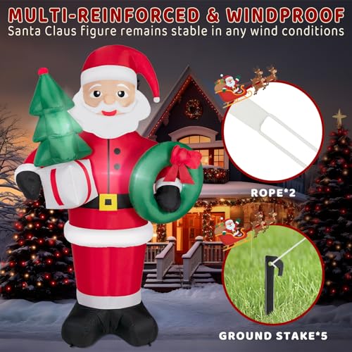 8FT Christmas Inflatables Santa Claus with Christmas Tree, LED Lights, Outdoor Yard Decor B208795