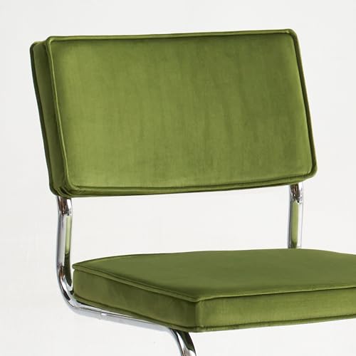 Velvet Dining Chairs with Chrome Metal Legs, Orange, 4PCS A120