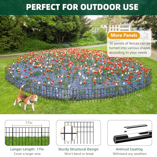 Animal Barrier Fence 42.5ft x 13in, 30 Panels No Dig Garden Fence for Dog Rabbit W8104