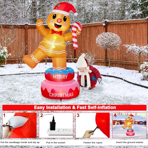 B&D 12FT Giant Christmas Inflatables Snowman Outdoor Decorations with Rotating LED Lights B36000