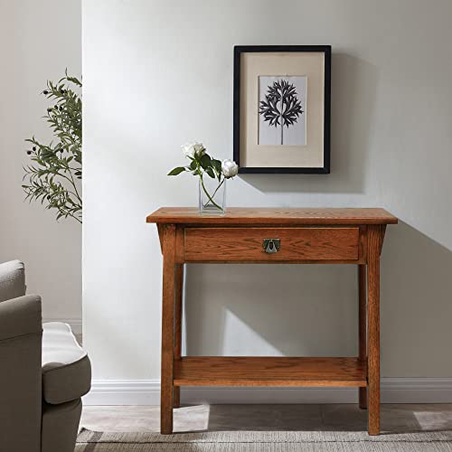 Leick Home 8233 Mission Console Table, Solid Wood, Medium Oak Finish L774