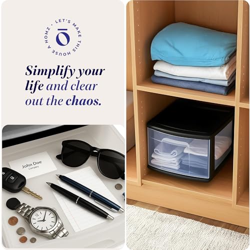 HOMZ 2-Pack 1-Drawer Storage Cart, Clear Plastic, White Frame Y898