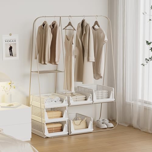 Stackable Plastic Storage Basket Closet Organizer Bin N733470