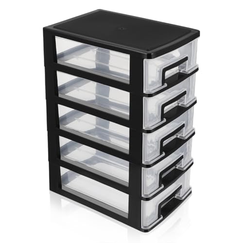 Angoily 4 Drawer Desk Organizer, Plastic Storage Box for Office and Bathroom D28845