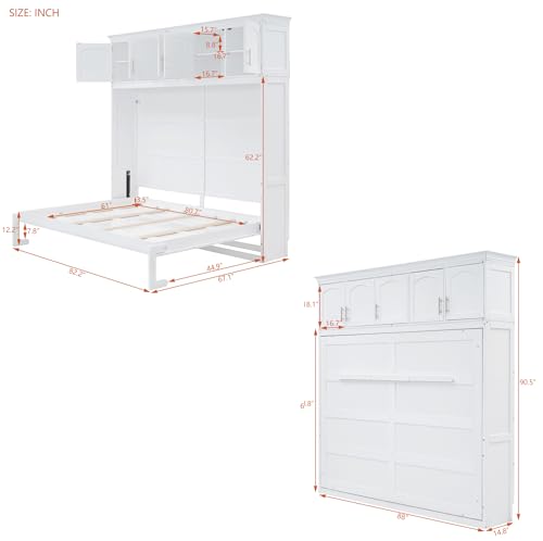 Full Size Murphy Bed with Storage Cabinet, White X533