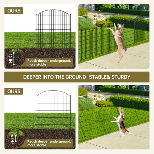 16 Panels No Dig Garden Fence with Gate, 32in x 38.6ft Rustproof Metal U7686