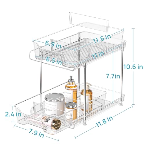 Vtopmart 4 Pack 2 Tier Clear Under Sink Organizer with Pull-Out Track E175