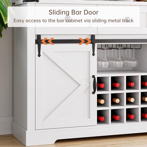 IDEALHOUSE Buffet Cabinet with Storage, Farmhouse Coffee Bar, White W2045