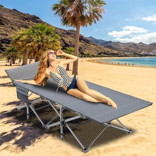 ABORON Oversized Folding Camping Cot for Adults, Double Layer 1200D, with Mat & Carrying Bag S2407