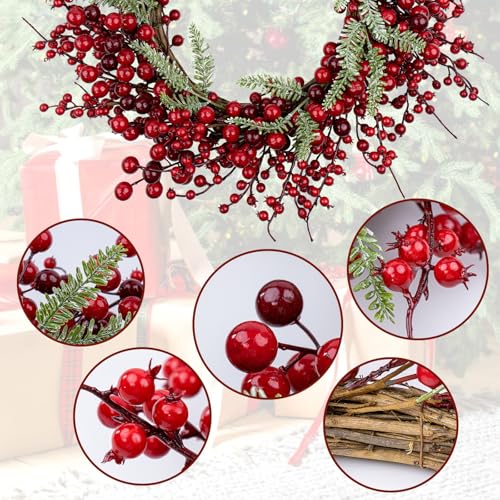 20 Inch White Christmas Wreath with White Berry Fir Pine Needle F528