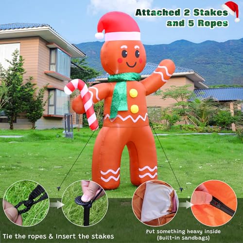 10 FT Christmas Inflatables Snowman Outdoor Yard Decorations with LED Lights C52642
