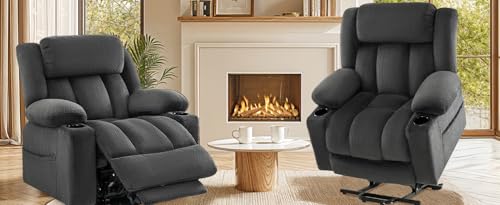 Power Lift Recliner Chair for Elderly with Heat and Massage, Grey R7895