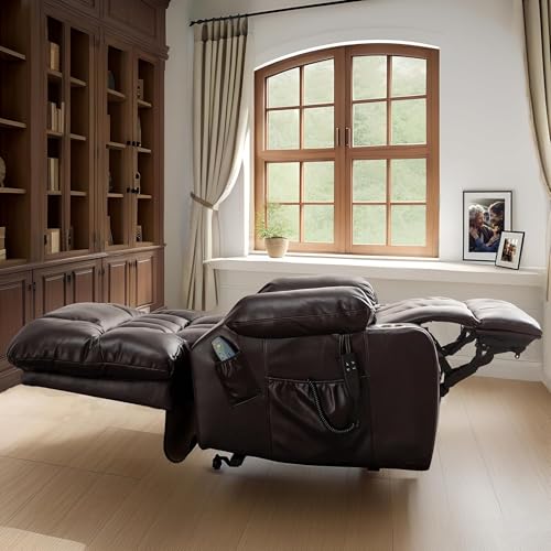 Lift Chair Recliner with Massage and Heat, Heavy Duty for Seniors, Brown V12888