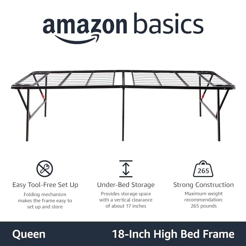 Amazon Basics Foldable Metal Bed Frame with Storage, Full Size, Black A770