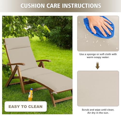Chaise Lounge Cushion 72x21x3 Inch Set of 2 Outdoor Patio Cream B783089