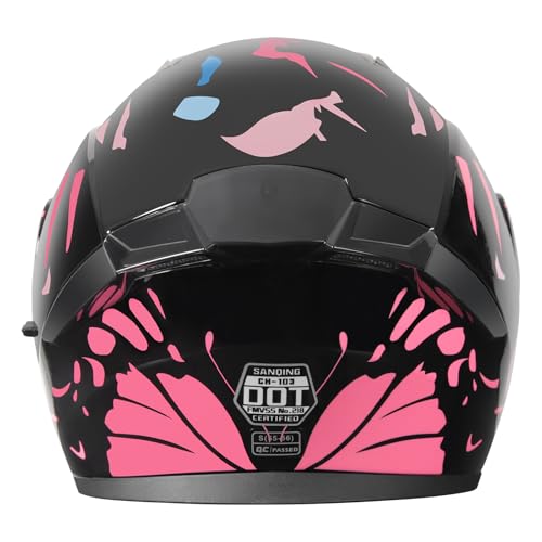 SPARK DOT Modular Flip-Up Dual Visor Motorcycle Helmet (Bright Black, Small) W8778