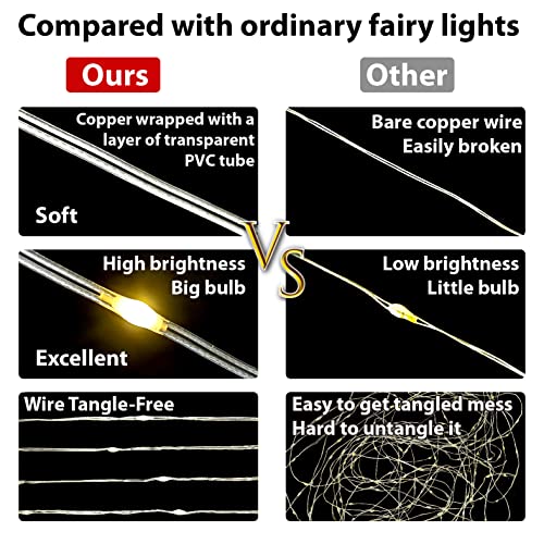 ZSJWL 2 Pack Curtain Lights, 300 LED Warm White with Remote, 9.8 × 9.8 Ft for Bedroom Window G2485