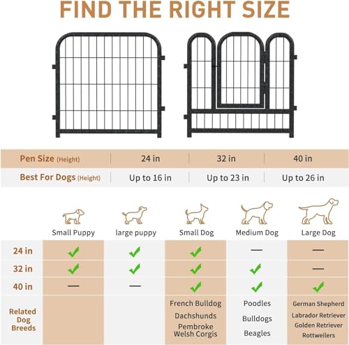 Metal Dog Playpen 40 Inch Height 16 Panels Indoor Outdoor Black-Silver W932257
