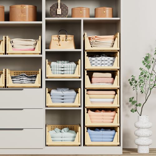 5 Pack Stackable Closet Storage Basket, Foldable Organizer, White M149842